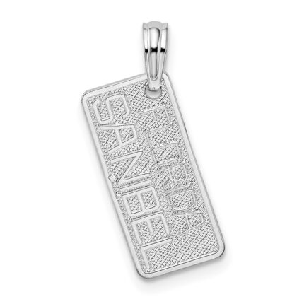 De-Ani Sterling Silver Rhodium-Plated Small Florida Sanibel License Plate Pendant