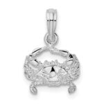 De-Ani Sterling Silver Rhodium-Plated Polished Blue Crab Pendant