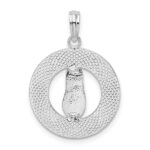 De-Ani Sterling Silver Rhodium-Plated Ocean City Maryland Circle with Flip-flop Pendant - Image 4