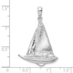De-Ani Sterling Silver Rhodium-Plated Polished 3D Sailboat Pendant - Image 3