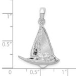 De-Ani Sterling Silver Rhodium-Plated Polished 3D Sailboat Pendant - Image 2