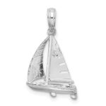 De-Ani Sterling Silver Rhodium-Plated Polished 3D Sailboat Pendant - Image 4