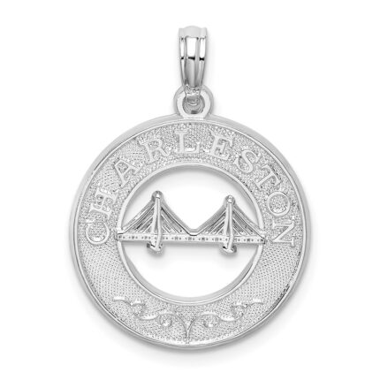 De-Ani Sterling Silver Rhodium-Plated Textured Charleston with Bridge Pendant