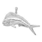 De-Ani Sterling Silver Rhodium-Plated Polished Mahi-Mahi Fish Pendant