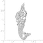 De-Ani Sterling Silver Rhodium-Plated Polished Large Mermaid with Shell Slide - Image 3