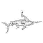 De-Ani Sterling Silver Rhodium-Plated Polished and Satin Swordfish Pendant - Image 4