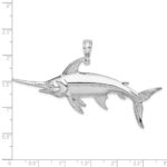 De-Ani Sterling Silver Rhodium-Plated Polished and Satin Swordfish Pendant - Image 3