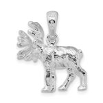 De-Ani Sterling Silver Rhodium-Plated Textured 3D Standing Moose Pendant - Image 4