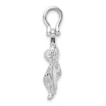 De-Ani Sterling Silver Rhodium-Plated Polished 3D Anchor with Mermaid Pendant - Image 2