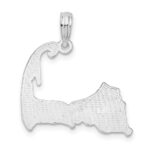 De-Ani Sterling Silver Rhodium-plated Polished Cape Cod Map Pendant - Image 4