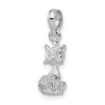 De-Ani Sterling Silver Rhodium-Plated Polished 3D Mini Sitting Cat Pendant - Image 5