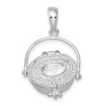 De-Ani Sterling Silver Rhodium-Plated Polished 3D Nantucket Basket Pendant - Image 7