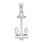De-Ani Sterling Silver Rhodium-Plated Polished 3D Navy Anchor Pendant - Image 4