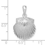 De-Ani Sterling Silver Rhodium-Plated Polished Scallop Shell Pendant - Image 3