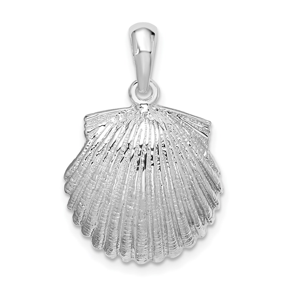 QC10433.jpg De-Ani Sterling Silver Rhodium-Plated Polished Scallop Shell Pendant - Image 1