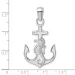 De-Ani Sterling Silver Rhodium-Plated Polished Anchor with Seahorse Pendant - Image 3