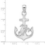 De-Ani Sterling Silver Rhodium-Plated Polished Anchor with Sea Turtle Pendant - Image 3