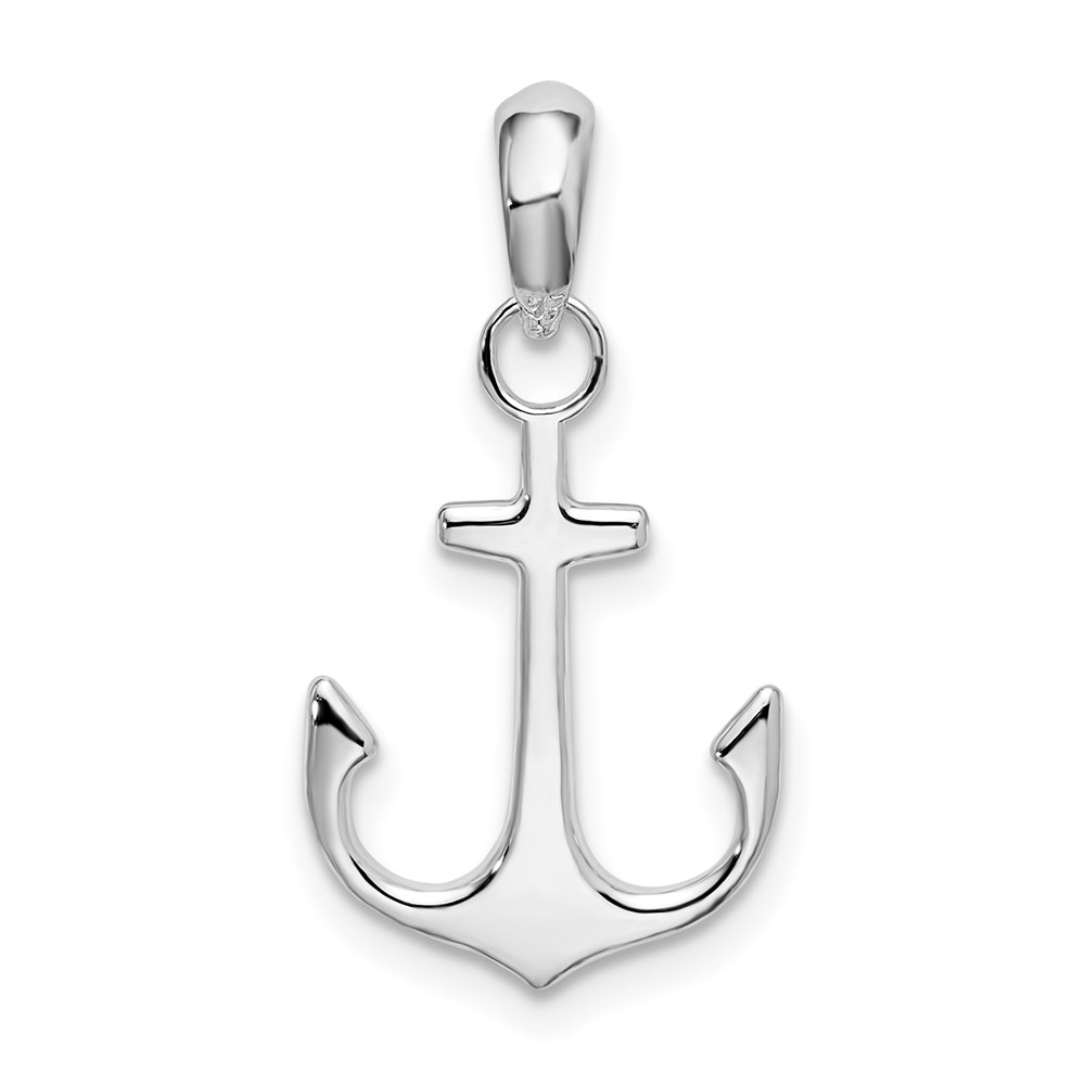 QC10443.jpg De-Ani Sterling Silver Rhodium-Plated Polished Anchor Pendant - Image 1