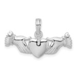 De-Ani Sterling Silver Polished Heart Hands Pendant