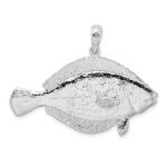De-Ani Sterling Silver Rhodium-Plated Polished 3D Flounder Fish Pendant - Image 4