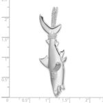 De-Ani Sterling Silver Rhodium-plated Polished 3D Shark Hanging from Rope Pendant - Image 5