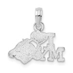 De-Ani Sterling Silver Rhodium-Plated Polished I Heart My Dog Pendant - Image 4