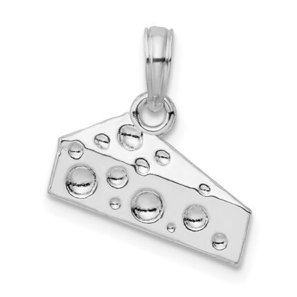 De-Ani Sterling Silver Rhodium-Plated Polished Cheese Wedge Pendant