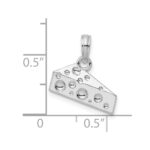 De-Ani Sterling Silver Rhodium-Plated Polished Cheese Wedge Pendant - Image 3