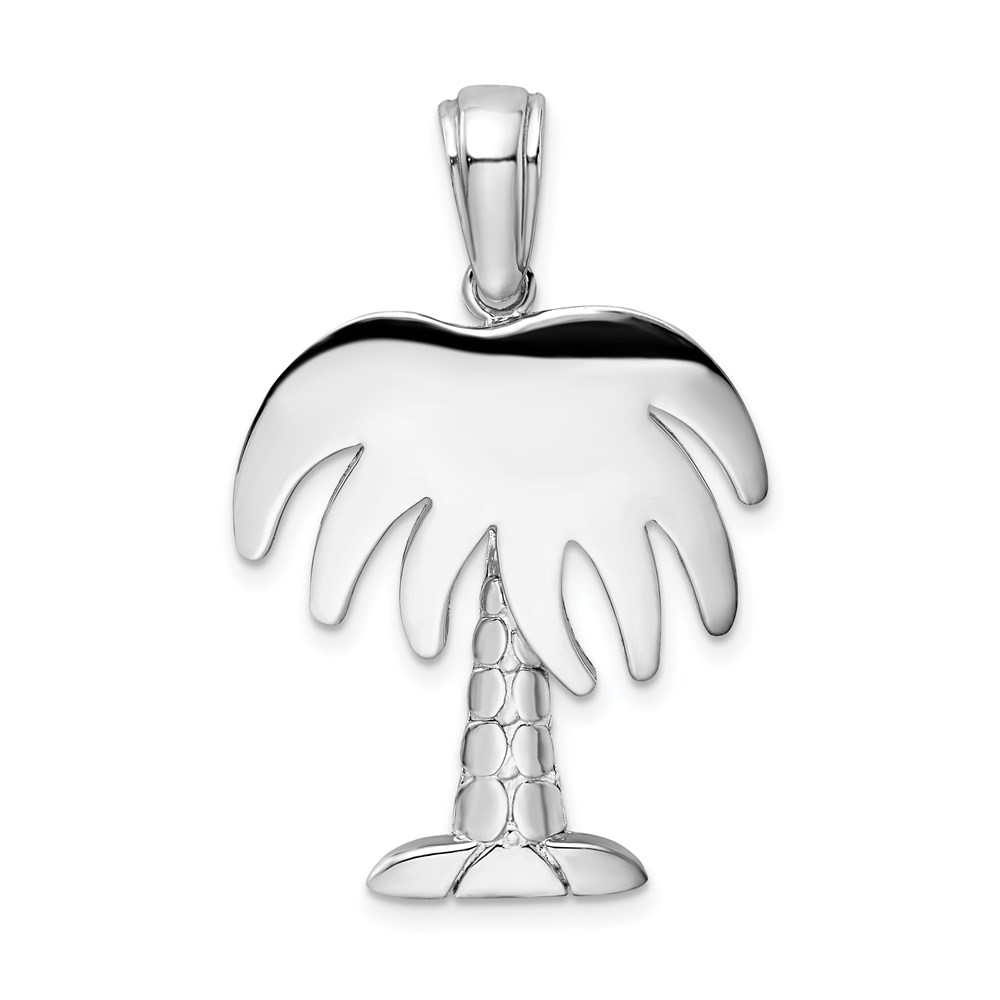 QC10471.jpg De-Ani Sterling Silver Rhodium-Plated Polished Charleston Palm Tree Pendant - Image 1