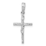 De-Ani Sterling Silver Rhodium-Plated Polished Thin Crucifix Pendant