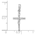 De-Ani Sterling Silver Rhodium-Plated Polished Thin Crucifix Pendant - Image 3