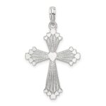 De-Ani Sterling Silver Rhodium-Plated Polished Heart Cross Pendant