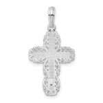 De-Ani Sterling Silver Rhodium-Plated Polished Lace Border Latin Cross Pendant - Image 4