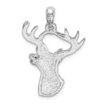 De-Ani Sterling Silver Rhodium-Plated 6-point Buck Deer Head Profile Pendant - Image 4