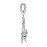 De-Ani Sterling Silver Rhodium-Plated Polished Anchor with Shark Pendant - Image 2