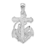 De-Ani Sterling Silver Rhodium-Plated Polished Anchor with Shark Pendant - Image 4