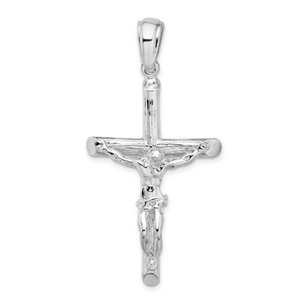 De-Ani Sterling Silver Rhodium-Plated Textured Crucifix Pendant