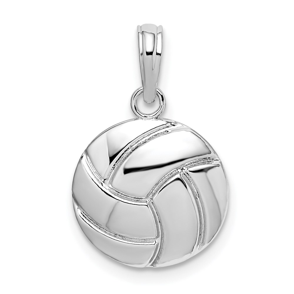 QC10516.jpg De-Ani Sterling Silver Rhodium-Plated Polished Volleyball Pendant - Image 1