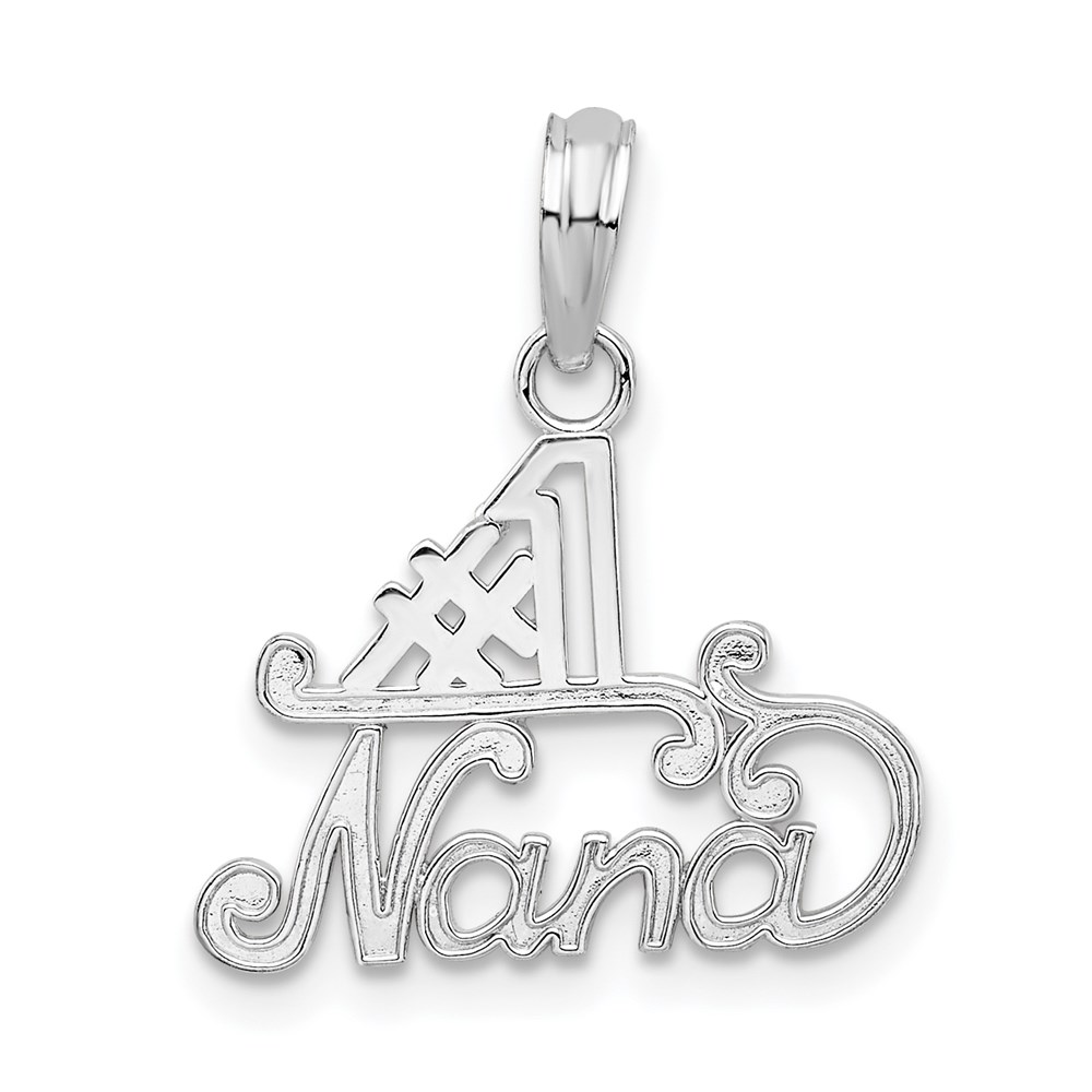 QC10520.jpg De-Ani Sterling Silver Rhodium-plated Polished #1 NANA Pendant - Image 1