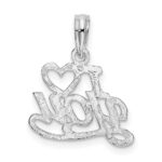 De-Ani Sterling Silver Rhodium-plated Polished I HEART YOU Script Pendant - Image 4
