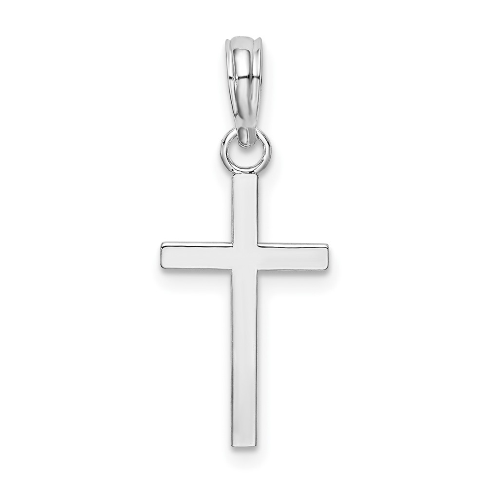 QC10527-1.jpg De-Ani Sterling Silver Rhodium-Plated Polished Flat Latin Cross Pendant - Image 1