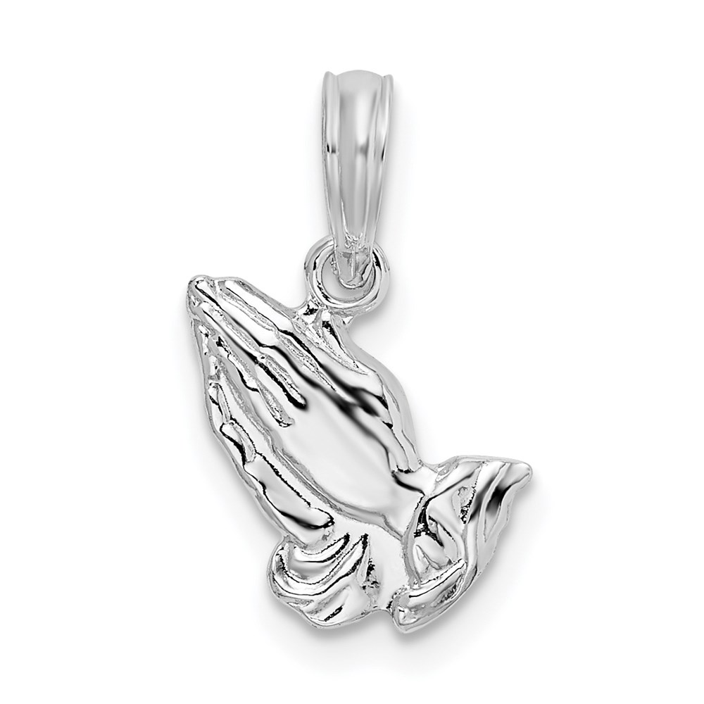 QC10528.jpg De-Ani Sterling Silver Rhodium-Plated Polished Praying Hands Pendant - Image 1
