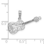 De-Ani Sterling Silver Rhodium-Plated Polished Guitar Pendant - Image 3