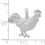 De-Ani Sterling Silver Rhodium-Plated Polished Rooster Pendant - Image 3