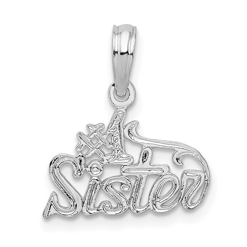 QC10536.jpg De-Ani Sterling Silver Rhodium-Plated Polished #1 SISTER Pendant - Image 1