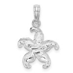 De-Ani Sterling Silver Rhodium-Plated Polished Puffed Starfish Pendant - Image 4