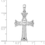 De-Ani Sterling Silver Rhodium-Plated Polished Cut-Out Claddagh Cross Pendant - Image 3