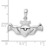 De-Ani Sterling Silver Rhodium-Plated Polished Claddagh Pendant - Image 3