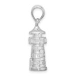 De-Ani Sterling Silver Rhodium-Plated Polished 3D Lighthouse Pendant - Image 2