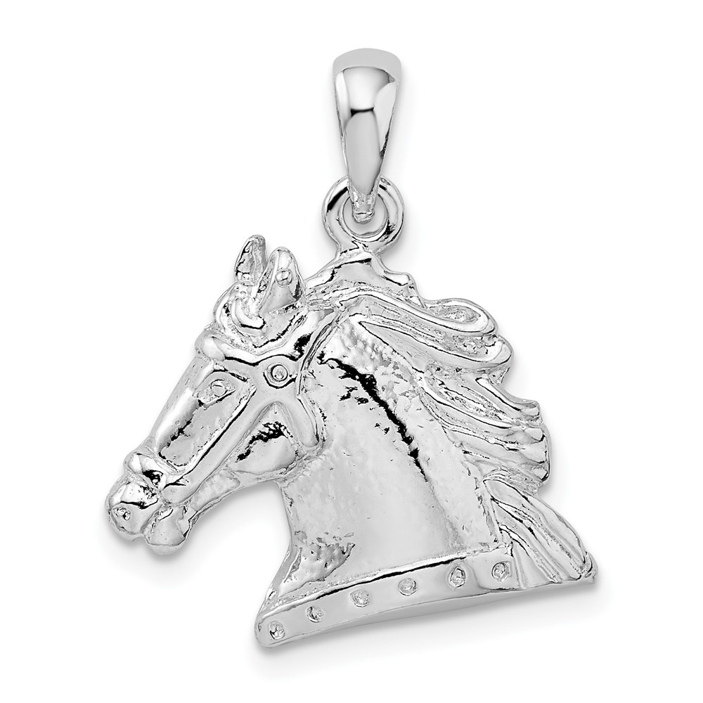 QC10557.jpg De-Ani Sterling Silver Rhodium-Plated Polished Horse Head Pendant - Image 1